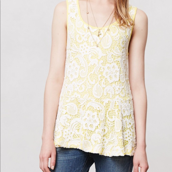 Anthropologie Other - Anthropologie Meadow Rue Emilia Yellow Lace Peplum